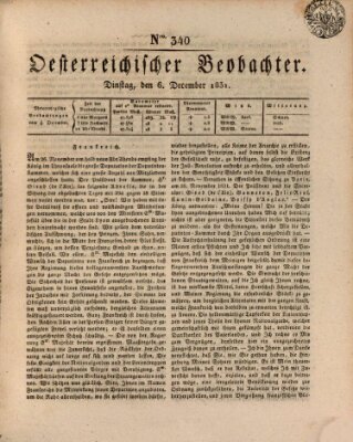 Der Oesterreichische Beobachter Dienstag 6. Dezember 1831