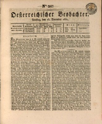 Der Oesterreichische Beobachter Dienstag 13. Dezember 1831