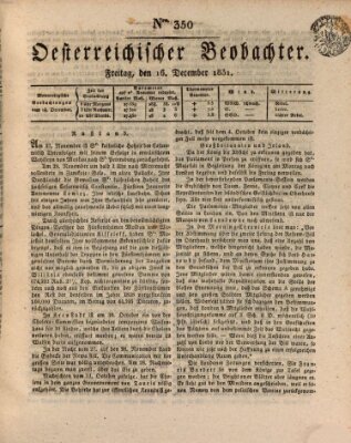 Der Oesterreichische Beobachter Freitag 16. Dezember 1831