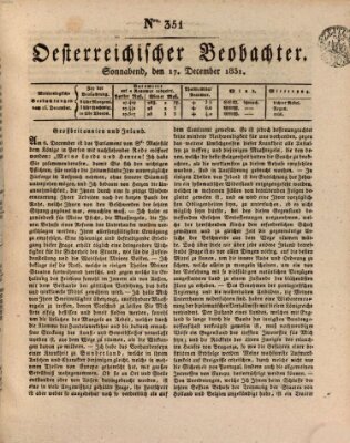 Der Oesterreichische Beobachter Samstag 17. Dezember 1831