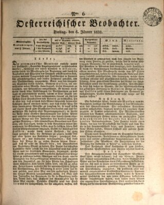 Der Oesterreichische Beobachter Freitag 6. Januar 1832