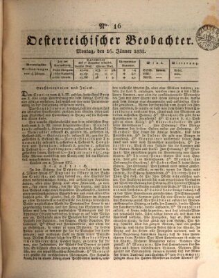 Der Oesterreichische Beobachter Montag 16. Januar 1832