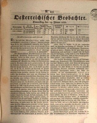 Der Oesterreichische Beobachter Donnerstag 19. Januar 1832