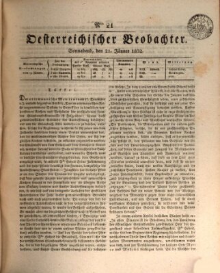 Der Oesterreichische Beobachter Samstag 21. Januar 1832