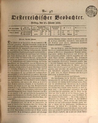 Der Oesterreichische Beobachter Freitag 27. Januar 1832