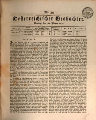 Der Oesterreichische Beobachter Montag 30. Januar 1832