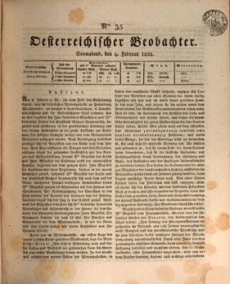 Der Oesterreichische Beobachter Samstag 4. Februar 1832