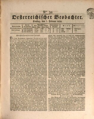 Der Oesterreichische Beobachter Dienstag 7. Februar 1832