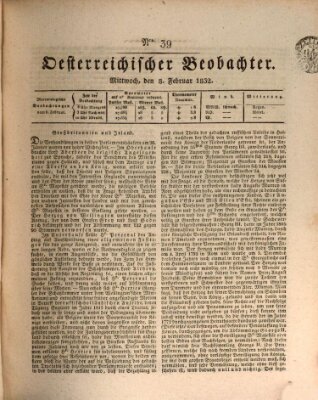 Der Oesterreichische Beobachter Mittwoch 8. Februar 1832