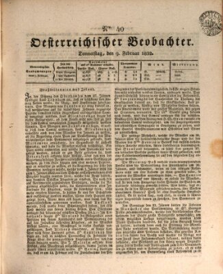 Der Oesterreichische Beobachter Donnerstag 9. Februar 1832