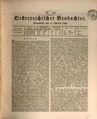 Der Oesterreichische Beobachter Samstag 11. Februar 1832