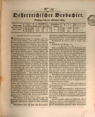 Der Oesterreichische Beobachter Dienstag 21. Februar 1832