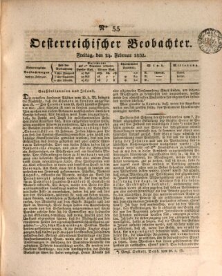 Der Oesterreichische Beobachter Freitag 24. Februar 1832