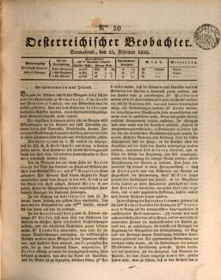 Der Oesterreichische Beobachter Samstag 25. Februar 1832