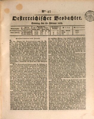 Der Oesterreichische Beobachter Sonntag 26. Februar 1832