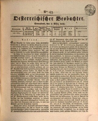 Der Oesterreichische Beobachter Samstag 3. März 1832