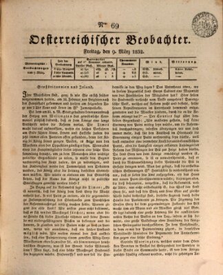 Der Oesterreichische Beobachter Freitag 9. März 1832