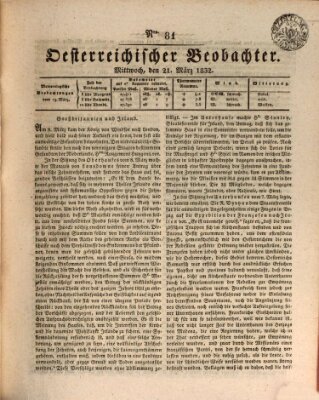 Der Oesterreichische Beobachter Mittwoch 21. März 1832