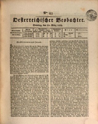 Der Oesterreichische Beobachter Sonntag 25. März 1832