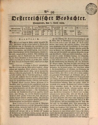 Der Oesterreichische Beobachter Samstag 7. April 1832