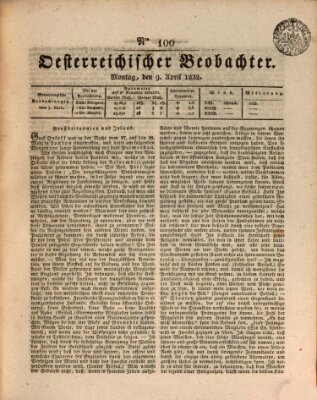 Der Oesterreichische Beobachter Montag 9. April 1832