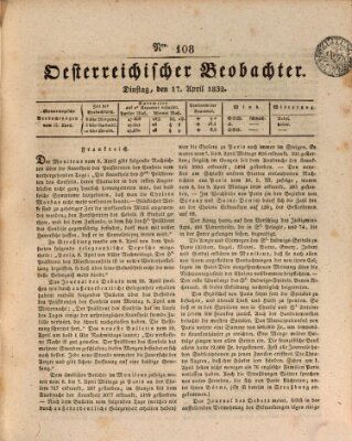 Der Oesterreichische Beobachter Dienstag 17. April 1832