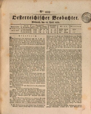 Der Oesterreichische Beobachter Mittwoch 18. April 1832