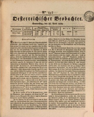 Der Oesterreichische Beobachter Donnerstag 26. April 1832