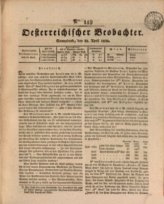 Der Oesterreichische Beobachter Samstag 28. April 1832