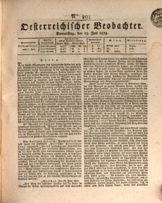 Der Oesterreichische Beobachter Donnerstag 19. Juli 1832