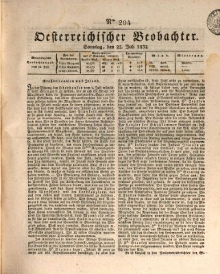 Der Oesterreichische Beobachter Sonntag 22. Juli 1832