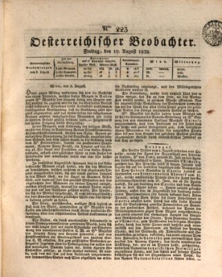 Der Oesterreichische Beobachter Freitag 10. August 1832