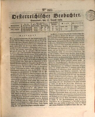 Der Oesterreichische Beobachter Samstag 11. August 1832