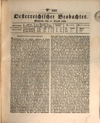 Der Oesterreichische Beobachter Mittwoch 15. August 1832