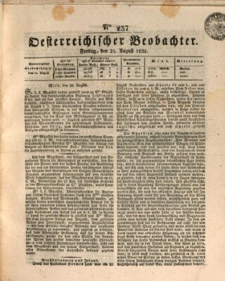 Der Oesterreichische Beobachter Freitag 24. August 1832