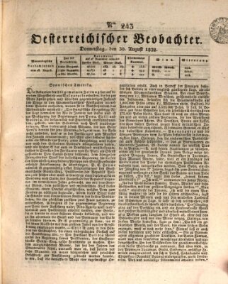 Der Oesterreichische Beobachter Donnerstag 30. August 1832