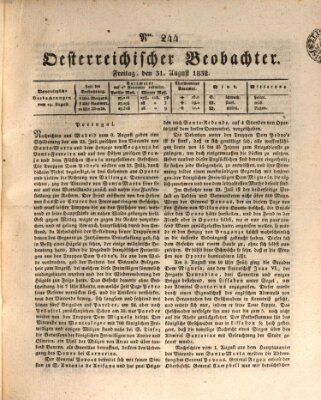 Der Oesterreichische Beobachter Freitag 31. August 1832