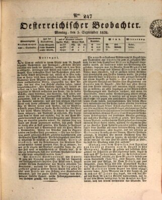 Der Oesterreichische Beobachter Montag 3. September 1832