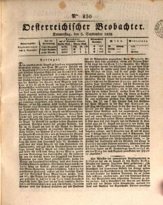 Der Oesterreichische Beobachter Donnerstag 6. September 1832