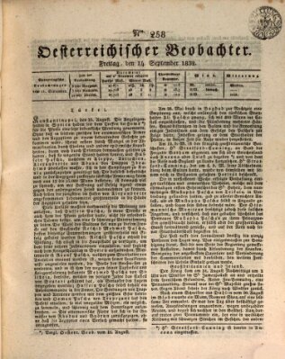 Der Oesterreichische Beobachter Freitag 14. September 1832