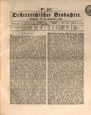 Der Oesterreichische Beobachter Sonntag 23. September 1832