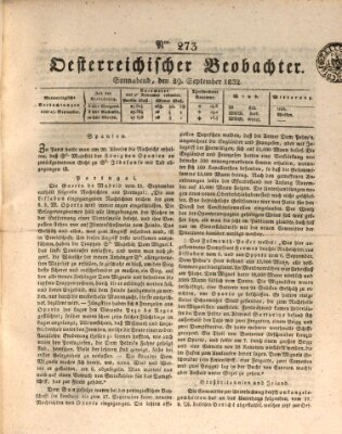 Der Oesterreichische Beobachter Samstag 29. September 1832