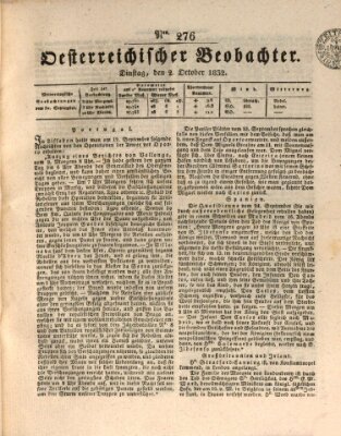 Der Oesterreichische Beobachter Dienstag 2. Oktober 1832