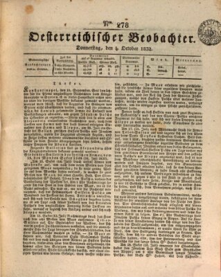 Der Oesterreichische Beobachter Donnerstag 4. Oktober 1832