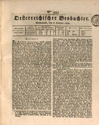 Der Oesterreichische Beobachter Samstag 6. Oktober 1832