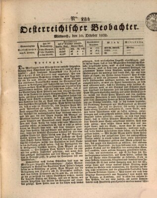 Der Oesterreichische Beobachter Mittwoch 10. Oktober 1832