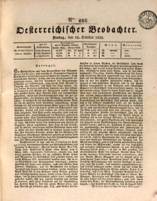 Der Oesterreichische Beobachter Freitag 12. Oktober 1832