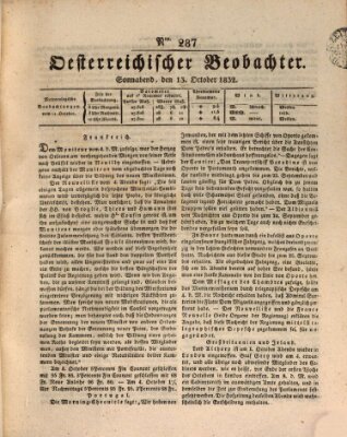 Der Oesterreichische Beobachter Samstag 13. Oktober 1832