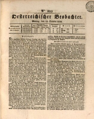 Der Oesterreichische Beobachter Montag 15. Oktober 1832