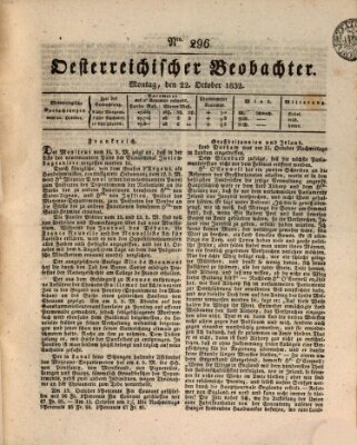 Der Oesterreichische Beobachter Montag 22. Oktober 1832